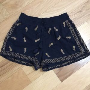 J CREW drawstring Navy embroidered  Shorts Size L
